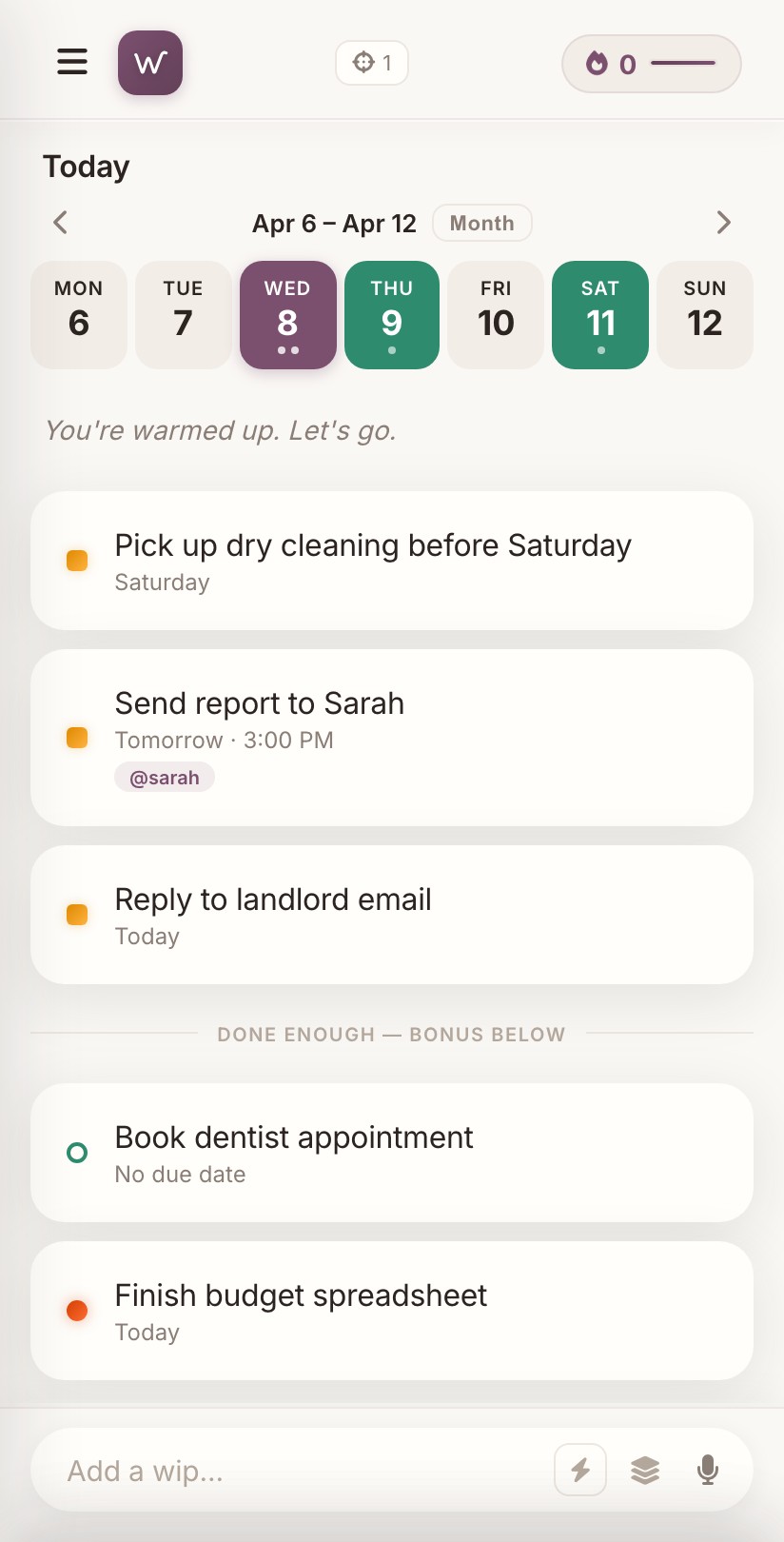 The live WIPS home screen running in a browser